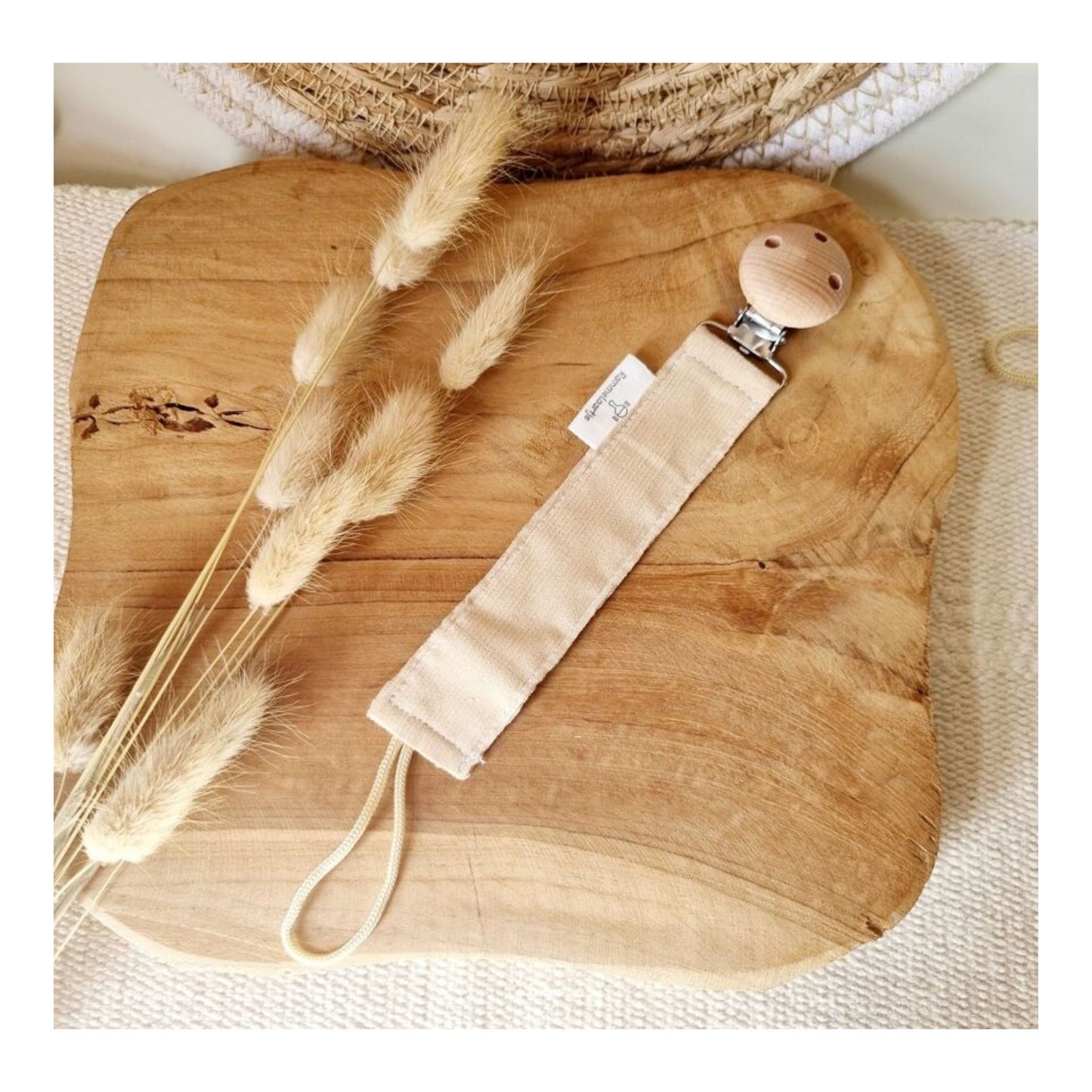 Attache tétine beige - Mini bouchon