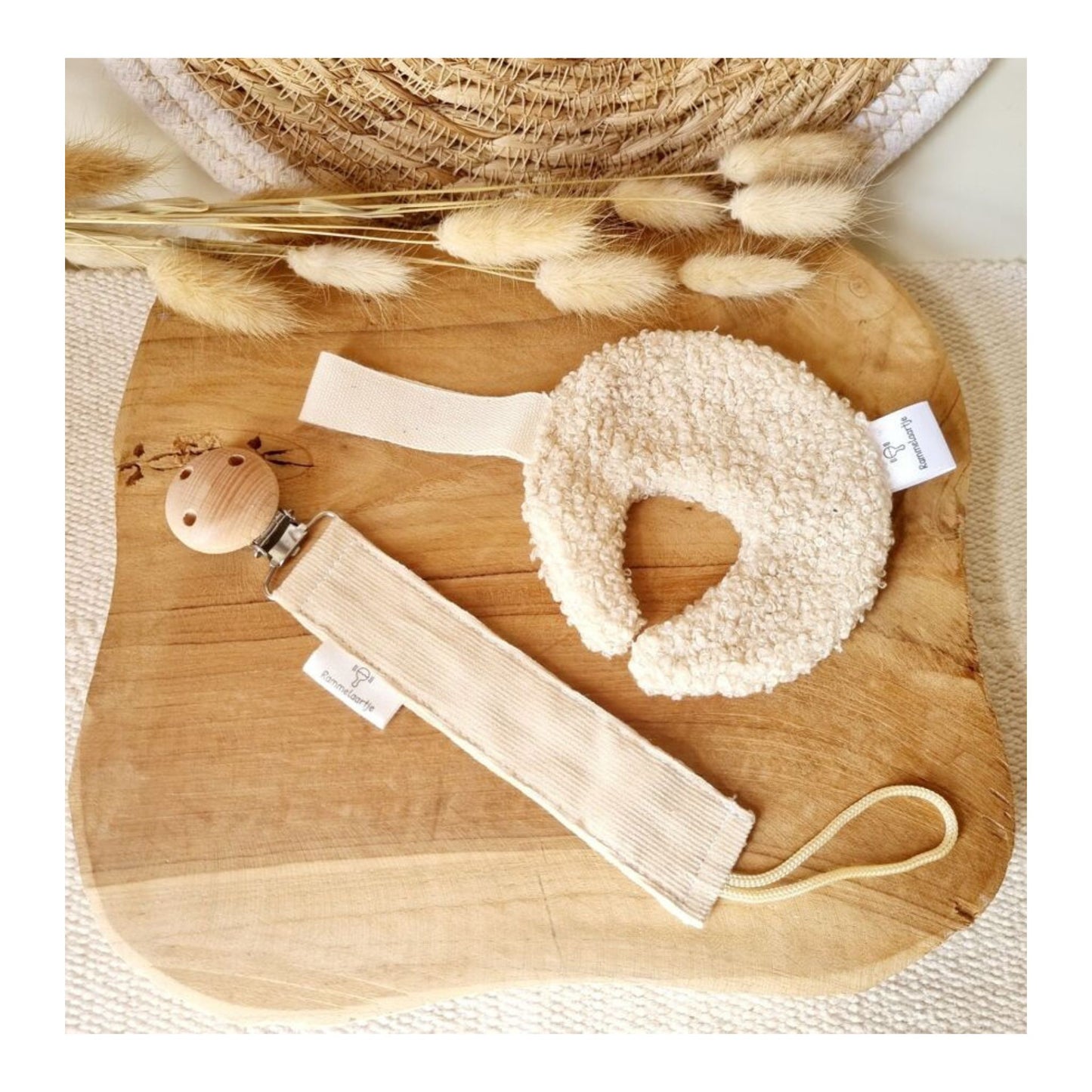 Attache tétine beige - Mini bouchon