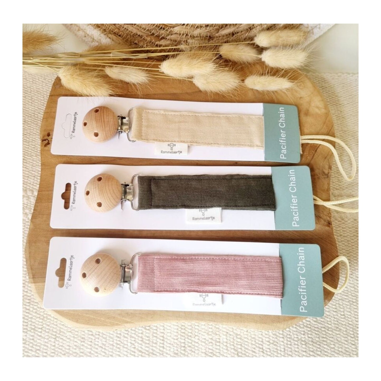 Attache tétine beige - Mini bouchon