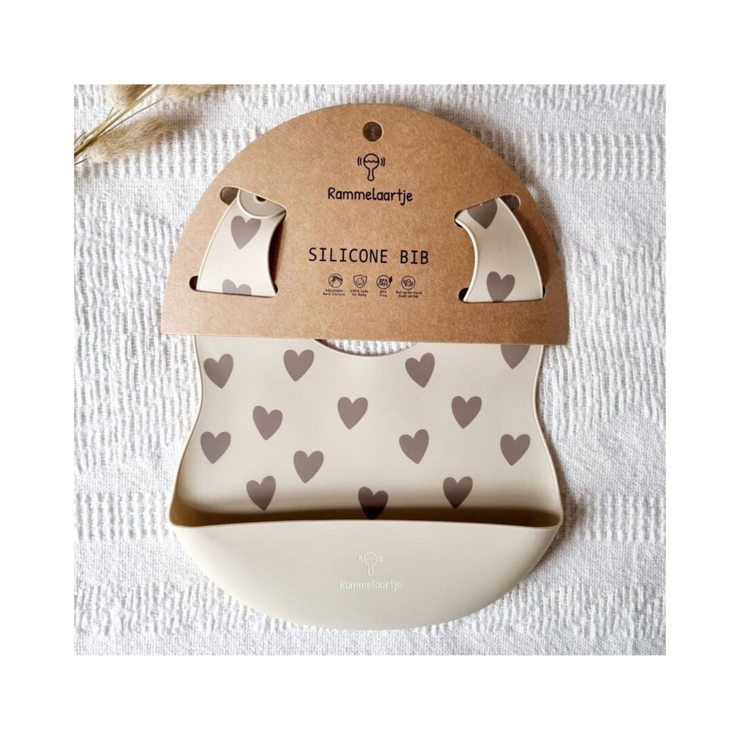 Bavoir silicone - Coeurs - Mini bouchon