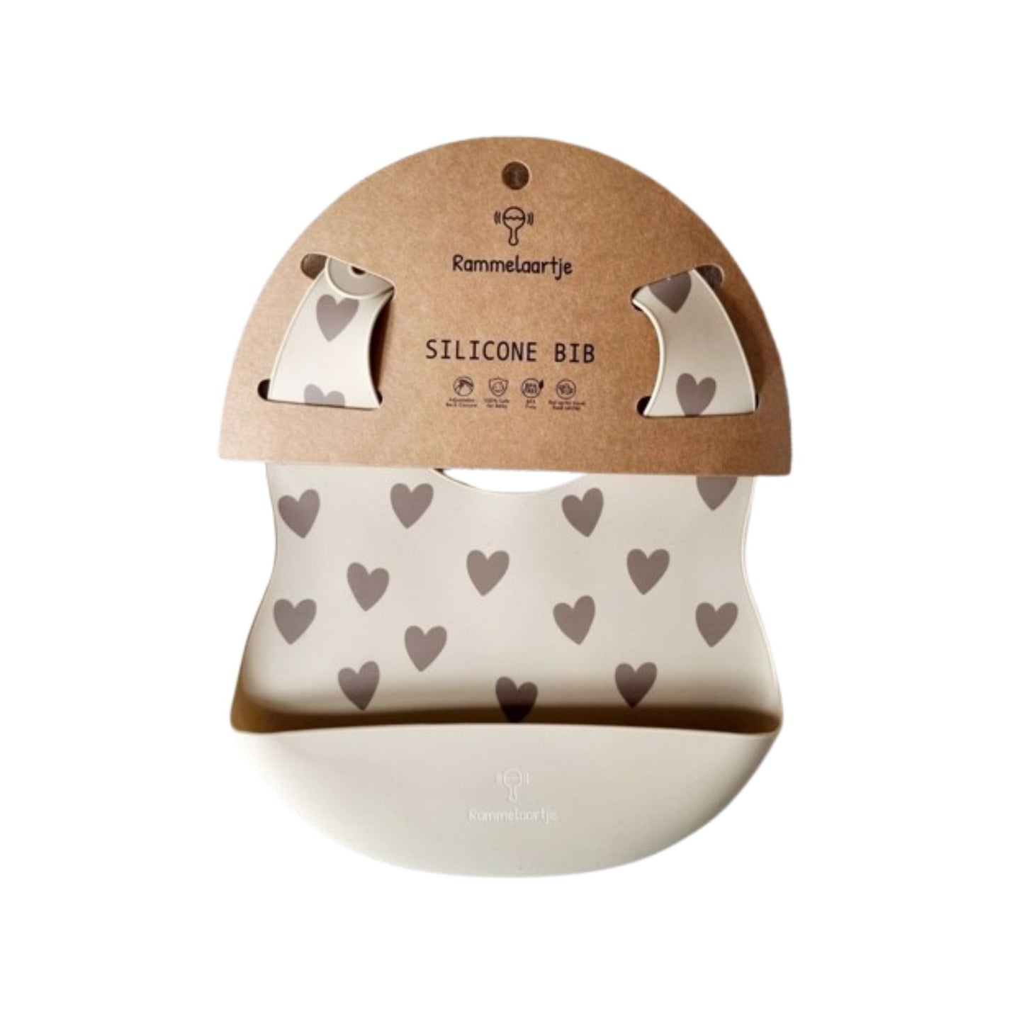 Bavoir silicone - Coeurs - Mini bouchon