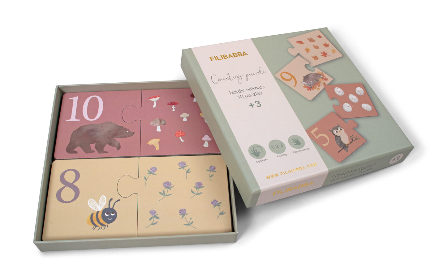 Puzzle Apprendre à compter - Animaux nordiques - Mini bouchon