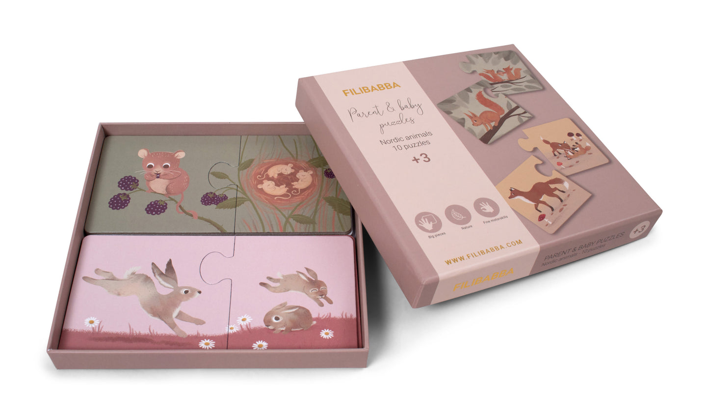Puzzle Maman et ses bébés - Animaux nordiques - Mini bouchon