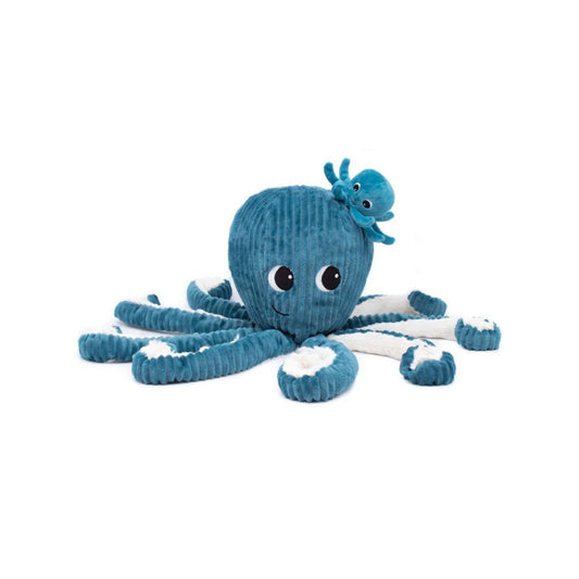 Peluche pieuvre maman et bébé - Bleue - Mini bouchon