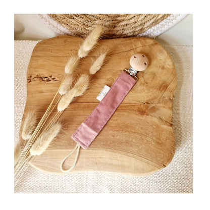 Attache tétine rose poudré - Mini bouchon